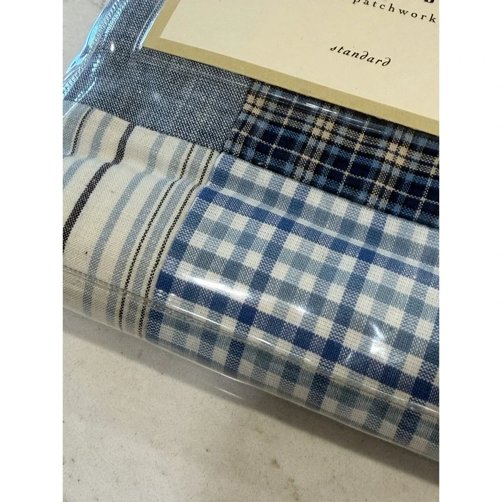 Pottery Barn Montauk Patchwork Standard Sham Blue Plaids - New